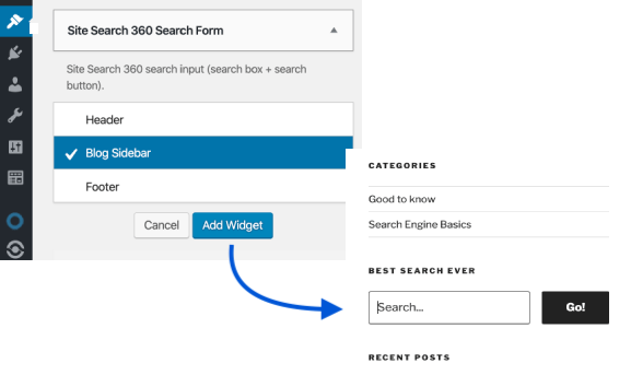 Adding SS360 search box to a WordPress site